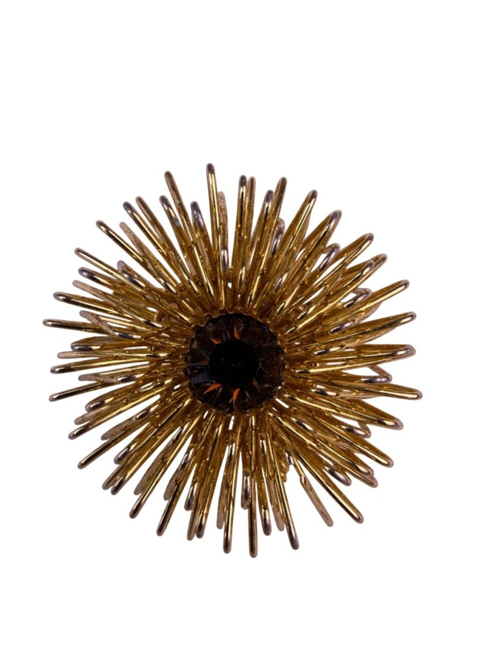 Sarah Coventry Womens Gold Tone Metal Starburst Brooch With Black Crystal Accent
